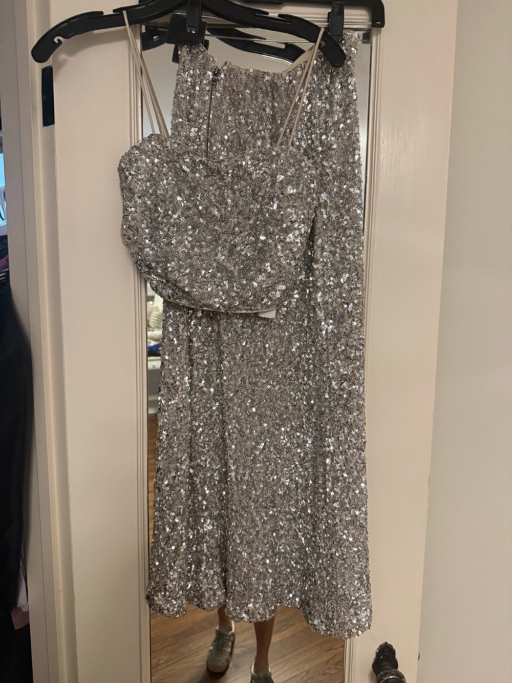 Alice + Olivia Silver Sequin Strap Dress - Picture 2 of 2